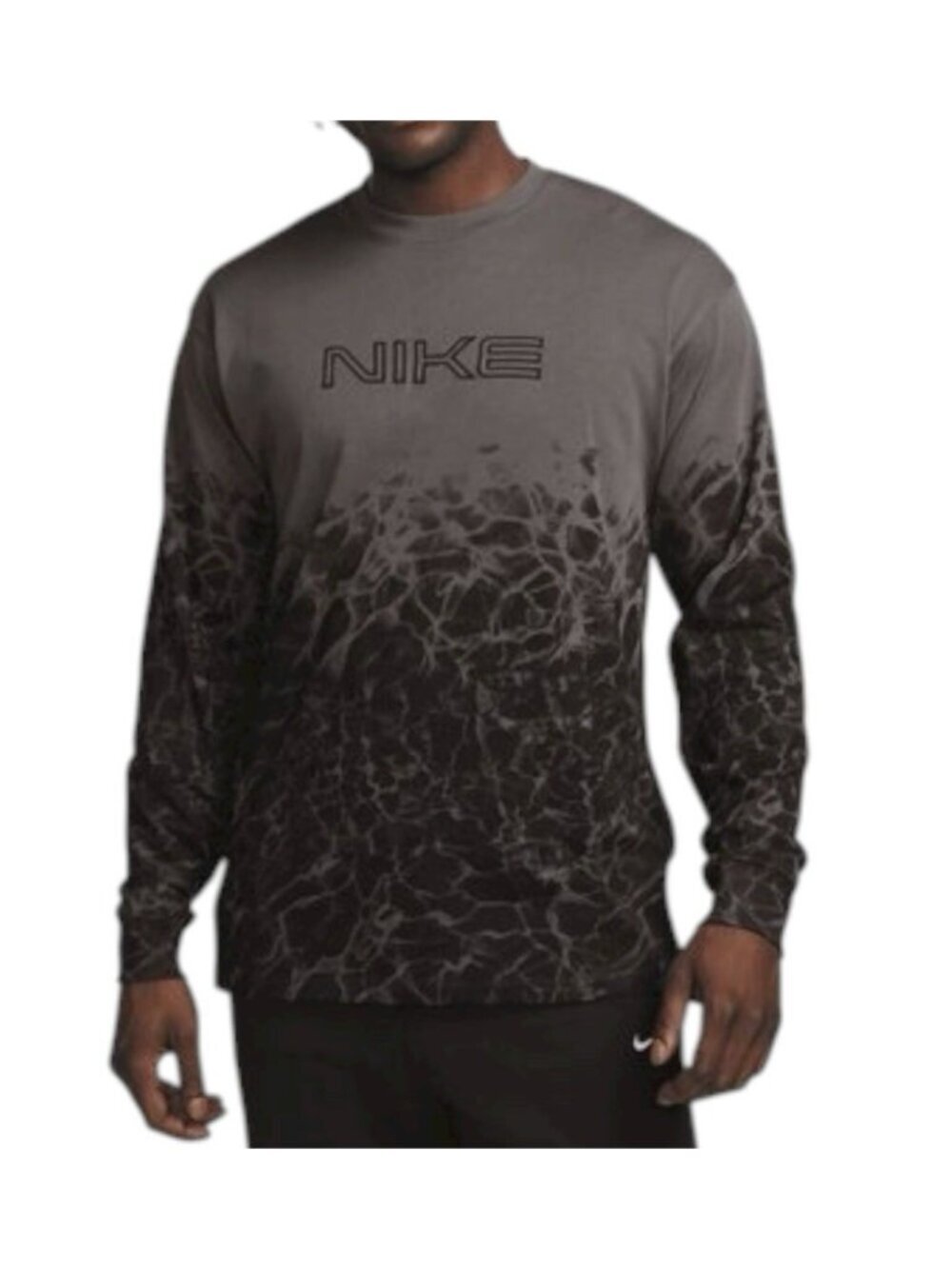 Nike Mens Casual Kukini Long Sleeve T-Shirt~Size Small~Iron Grey/Black ~ L12 03